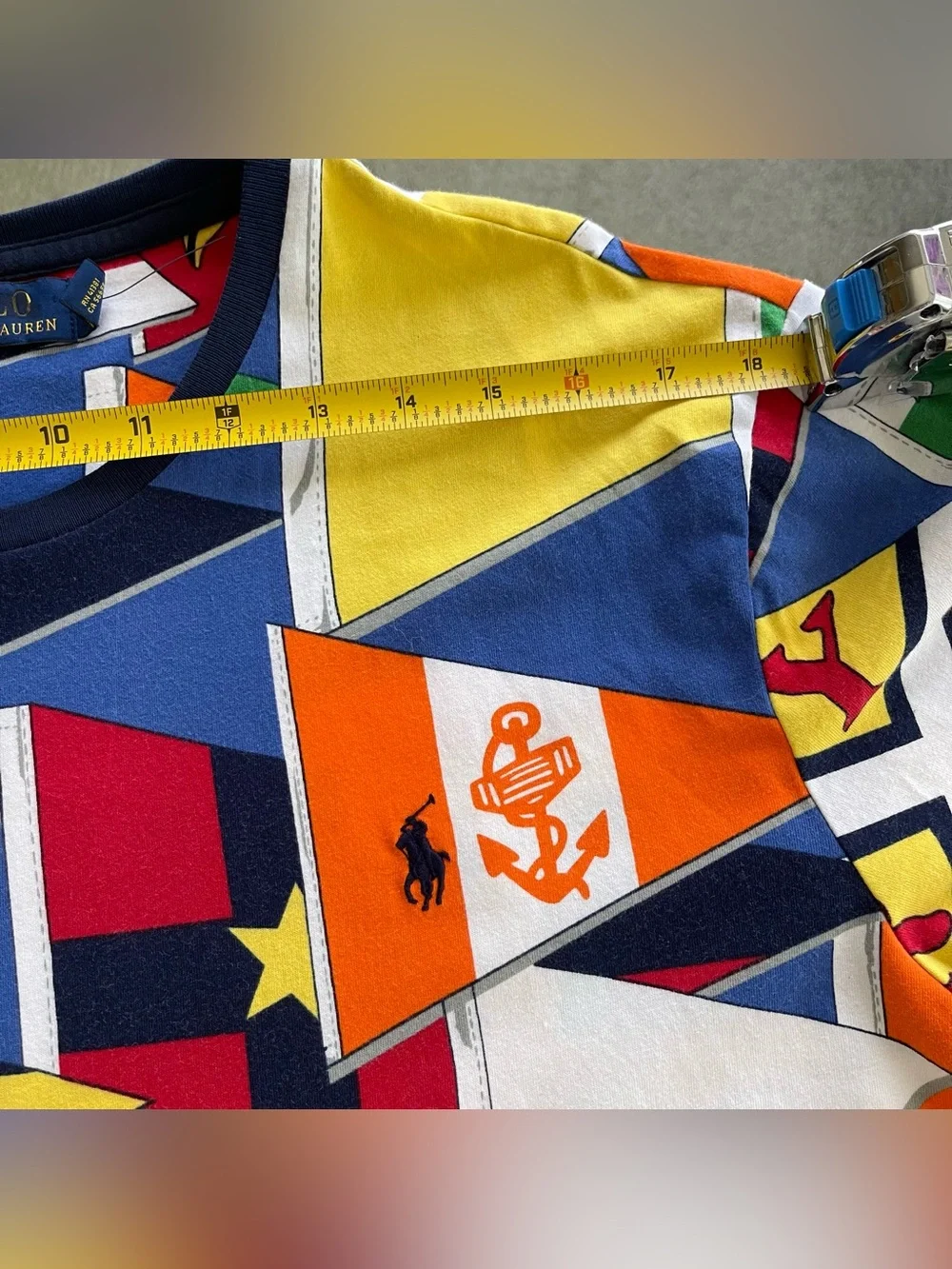 POLO RALPH LAUREN Flags RLYC Regatta Yacht Club Colorful Print T-Shirt Large